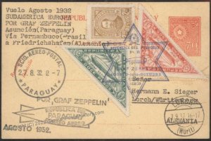 Paraguay 1932 Graf Zeppelin 5.SAF South America Flight Mi274Fa Germany Co 109263