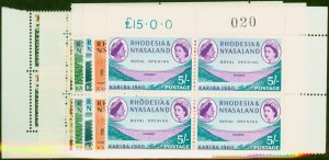 Rhodesia & Nyasaland 1960 Kariba Scheme Set of 6 SG32-37 V.F MNH Corner Block...