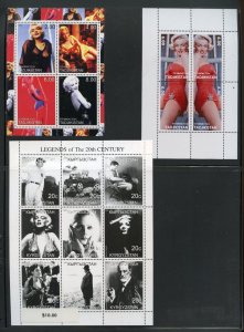 MARILYN MONROE LOT OF THREE SHEETS  MINT NH