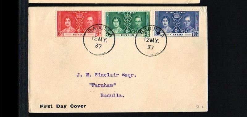 1937 - Ceylon FDC - Famous People - Royalty - King George VI and Queen Elizab...