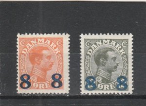 Denmark  Scott#  161-162  MH  (1921-2 Surcharged)