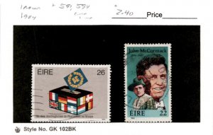 Ireland, Postage Stamp, #591, 594 Used, 1984 John McCormack (AB)
