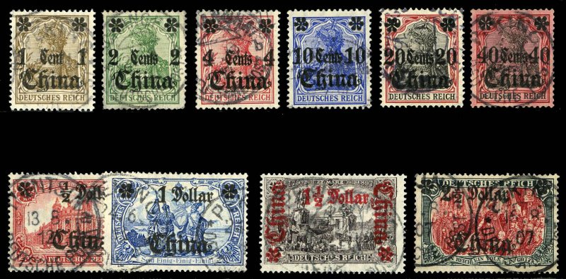 German Colonies, German Offices in China #47-56 (Mi. 38-47) Cat€420, 1906-1...