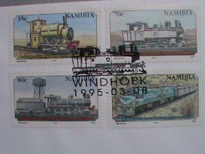 NAMIBIA- 1995 COVER :CENTENARY OF RAILWAYS- COMPLETE SET OF STAMP  FDC