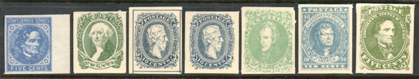 US #Assorted Confederates, F-VF mint, no gum, reprints, neat variety! SEE PHOTO