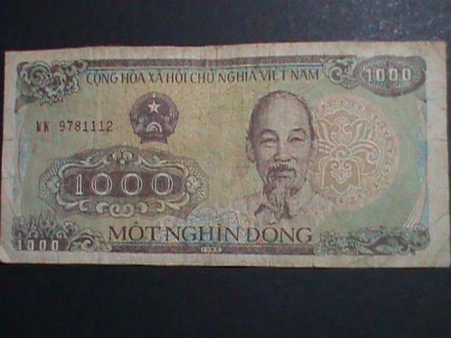 ​VIETNAM- 1988- HO JI MING PERIOD 1000 DONG-ANTIQUE OLD CURRENCY-CIRCULATED