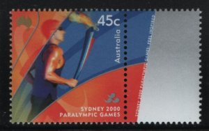 Australia 2000 MNH Sc 1920 45c Torch bearer Sydney Paralympics + label