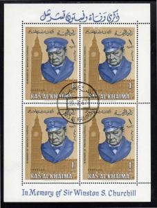 RAS AL KHAIMA  1967  CHURCHILL MEMORIAL    MINT VF LH O.G  S/S  CTO  (RA16)