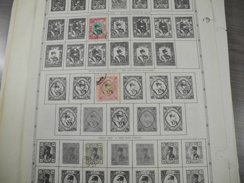 PERSIA, old time assortment of Stamps hinged on remainder/overlapping pages