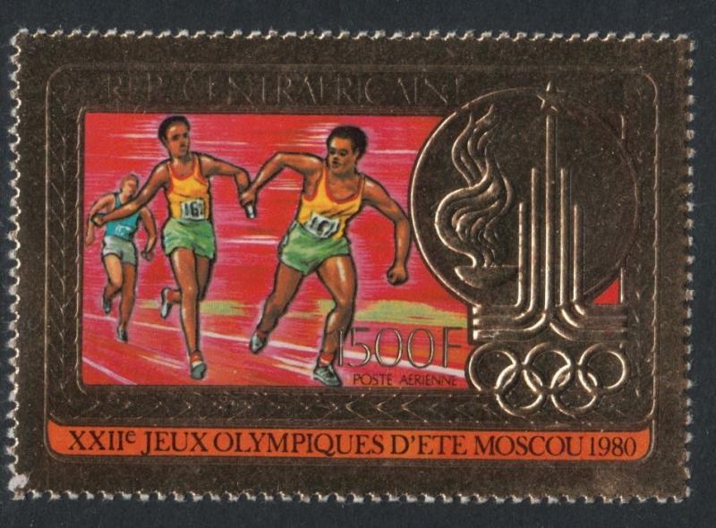 XG-Y385 CENTRAL AFRICAN - Olympic Games, 1980 Gold Foil, Moscow '80 MNH Set