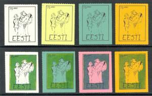 ESTONIA 1975 ANTI SOVIET Proganda Labels Set Progressive Proofs SOLDIER FAREWELL