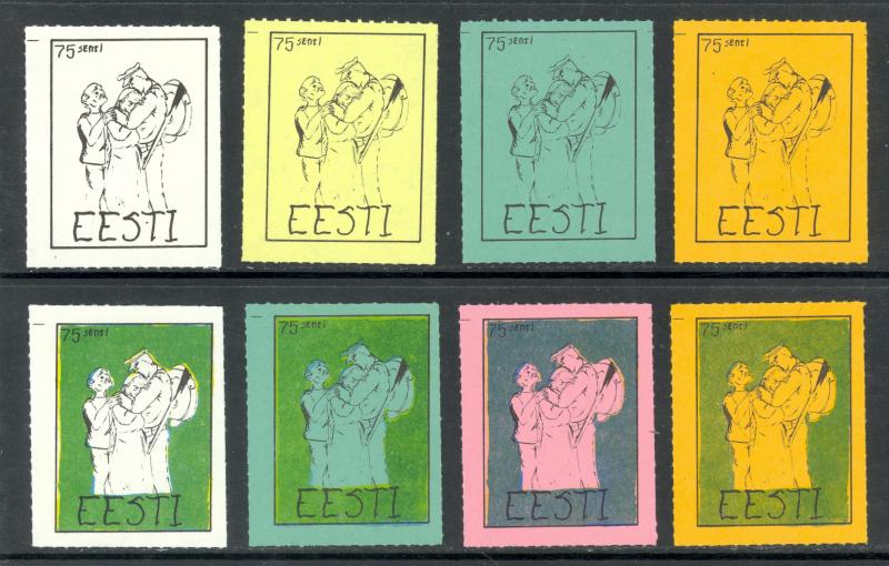 ESTONIA 1975 ANTI SOVIET Proganda Labels Set Progressive Proofs SOLDIER FAREWELL