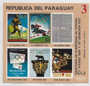 PARAGUAY 1972 OLYMPICS GAMES EMBLEMS SOUVENIR SHEET MNH