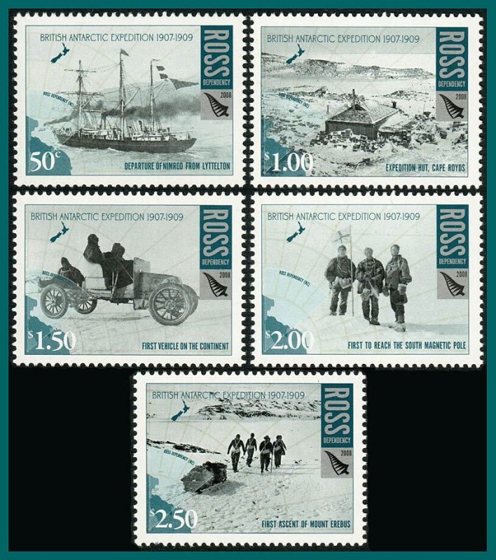 Ross Dependency 2008 British Antarctic Expedition, MNH #L104-L108,SG110-SG114