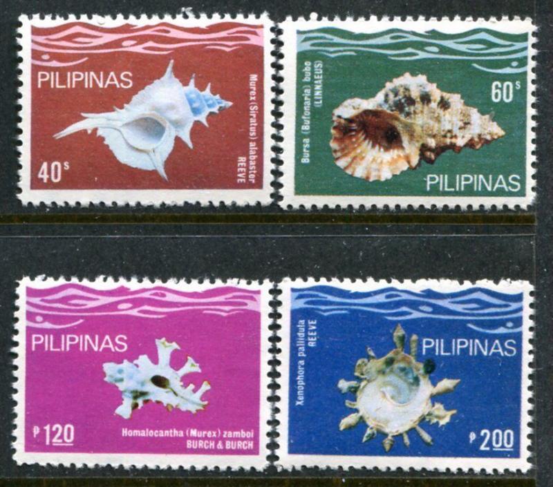 Philippines 1491-4 MNH Marine Life Shells 1980 Bursa bubo Murex Alabaster x12314