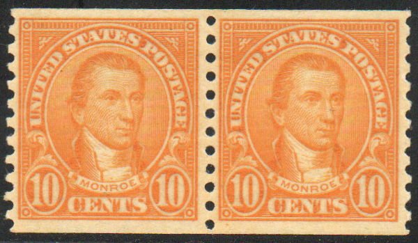 US #603 F-VF OG NH, Pair, eye popping color!