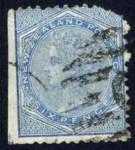 New Zealand Sc# 55 Used (b) 1874 6p blue Queen Victoria 