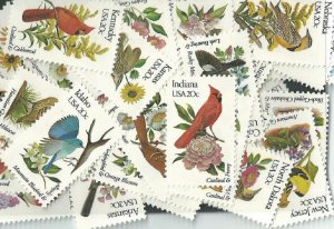 PCBstamps   US #1953A/2002A Sgls $10.00(50x20c)State Birds & Flower, MNH, (1)