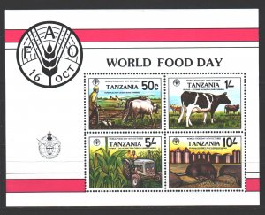 Tanzania. 1982. bl30. Cow Rat Fauna Tractor. MNH.