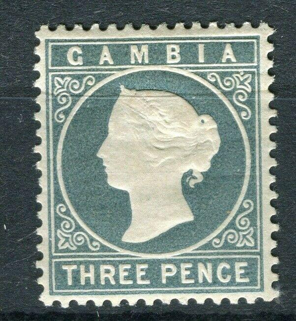 GAMBIA; 1886 classic QV Crown CA issue Mint hinged Shade of 3d. value