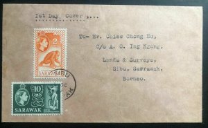 1957 Sibu Sarawak First Day Cover FDC Lands & Surveys Locally Used