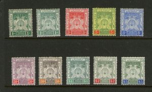 Malaya Kelantan 1911 Sc 1-2,1a,4-5,7-9,11-12 MH