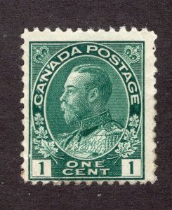 Canada 1911 1c dark green George V, Scott 104 MH, value = $25.00