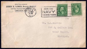 US 1920 Sc 542 TIED SEP 4 1920 JOIN THE NAVY TRAINING CANCEL EARLY US CHICAGO TO