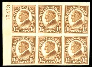 US #631 SCV $81.00 SUPERB mint never hinged, a very nice and fresh plate, top...