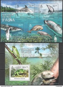 2012 Solomon Islands Marine Life Reptiles Fauna #1581-84+Bl110 ** Ls027