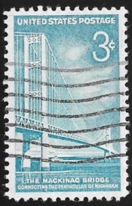 1109 3 cents Mackinac Bridge (1958) Stamp used EGRADED F-VF 77