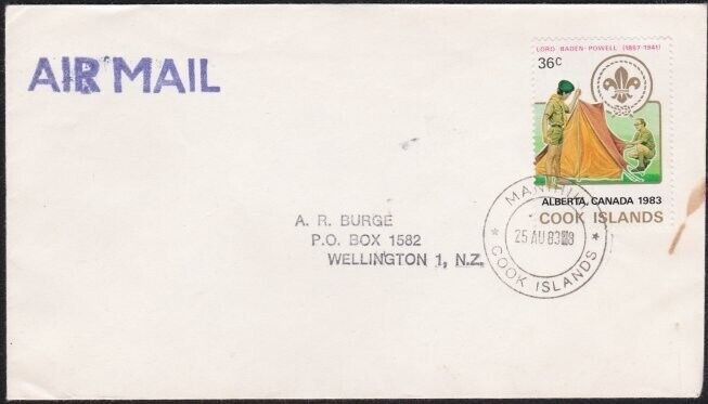 COOK IS 1983 cover to New Zealand ex MANIHIKI - 36c Boy Scouts.............A8453