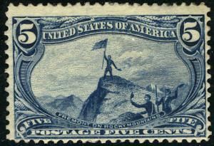 US #288 SCV $375. 5c Trans-Miss, F/VF mint never hinged, bold color and post ...