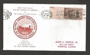 1953 Boy Scouts 3rd National Jamboree Santa Ana slogan cancel SOSSI #53-11b