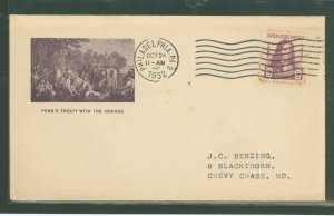 US 724 1932 3c William Penn on an addressed (stencil) first day cover with a Philadelphia, PA cancel and a Gorham cachet.