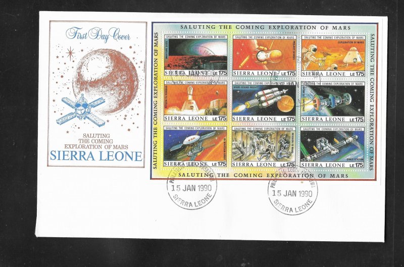 Sierra Leone 1990 Mars Exploration FDC's