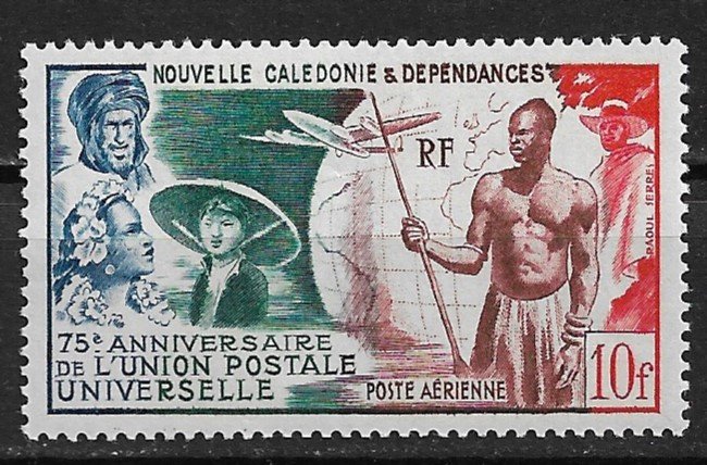 1949 New Caledonia C24 UPU 75th Anniv. Issue 10F MNH