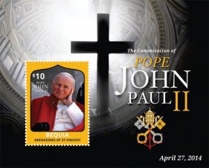 BEQUIA 2014 - THE CANONIZATION OF POPE JOHN PAUL II STAMP SOUVENIR SHEET MNH