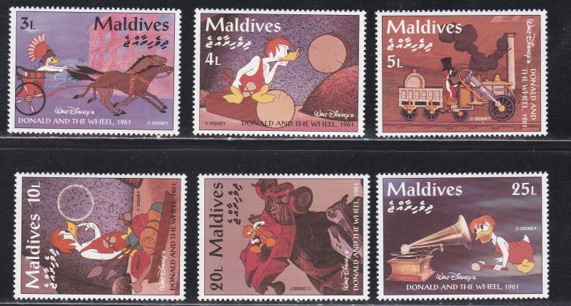 Maldives # 2051-2056, Disney Movie - Donald & The Wheel, NH