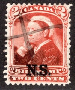 NSB3 van Dam, 2c orange, Used, Nova Scotia Bill Stamp, Canada