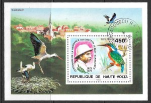 BURKINA FASO / UPPER VOLTA 1975 Albert Schweitzer Birds SS Sc C215 CTO Used
