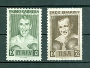 USA. 1964.2 Poster Stamp Mnh.Boxing World Champ. Fight: Carnera & Sharkey.Slania