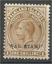 FALKLAND ISLANDS, 1918, MNH 1sh, Overprinted War Tax, Scott MR3