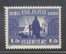 Iceland Sc 156 1930 15 aur Vikings Naming Land stamp mint