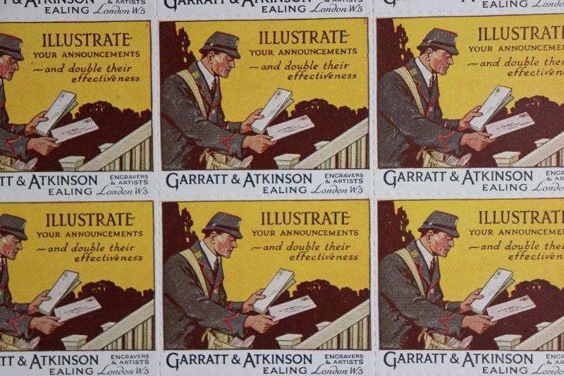 Garratt Atkinson Engraver artist W5 Printer stamp ad sheet London Poster Art DM