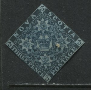 Nova Scotia 1851 3d blue unused with a little bit of gum