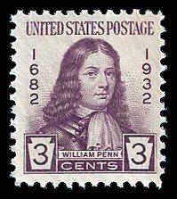 PCBstamps    US # 724 3c William Penn, MNH, (4)