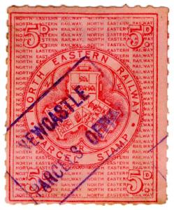 (I.B) North Eastern Railway : Parcel Stamp 5d (Newcastle)