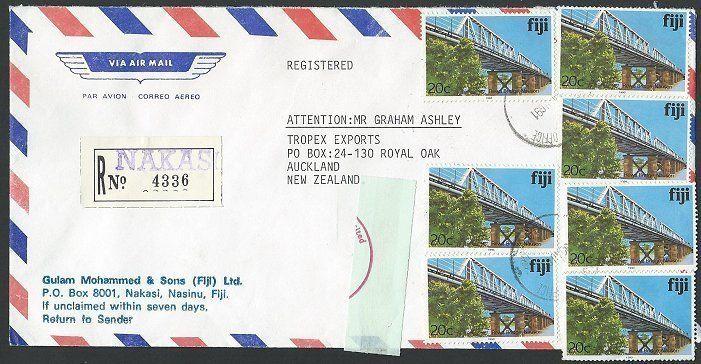 FIJI 1991 Registered airmail cover to New Zealand ex NAKASI................13214