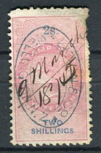 NEW ZEALAND; 1870s early classic QV Stamp Duty issue used 2s. value